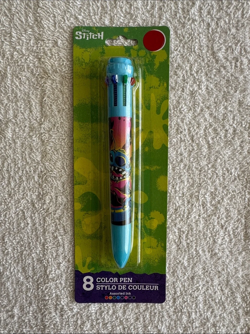 Disney Stitch 8-Color Multi Pen - Light Blue with Pink Accent